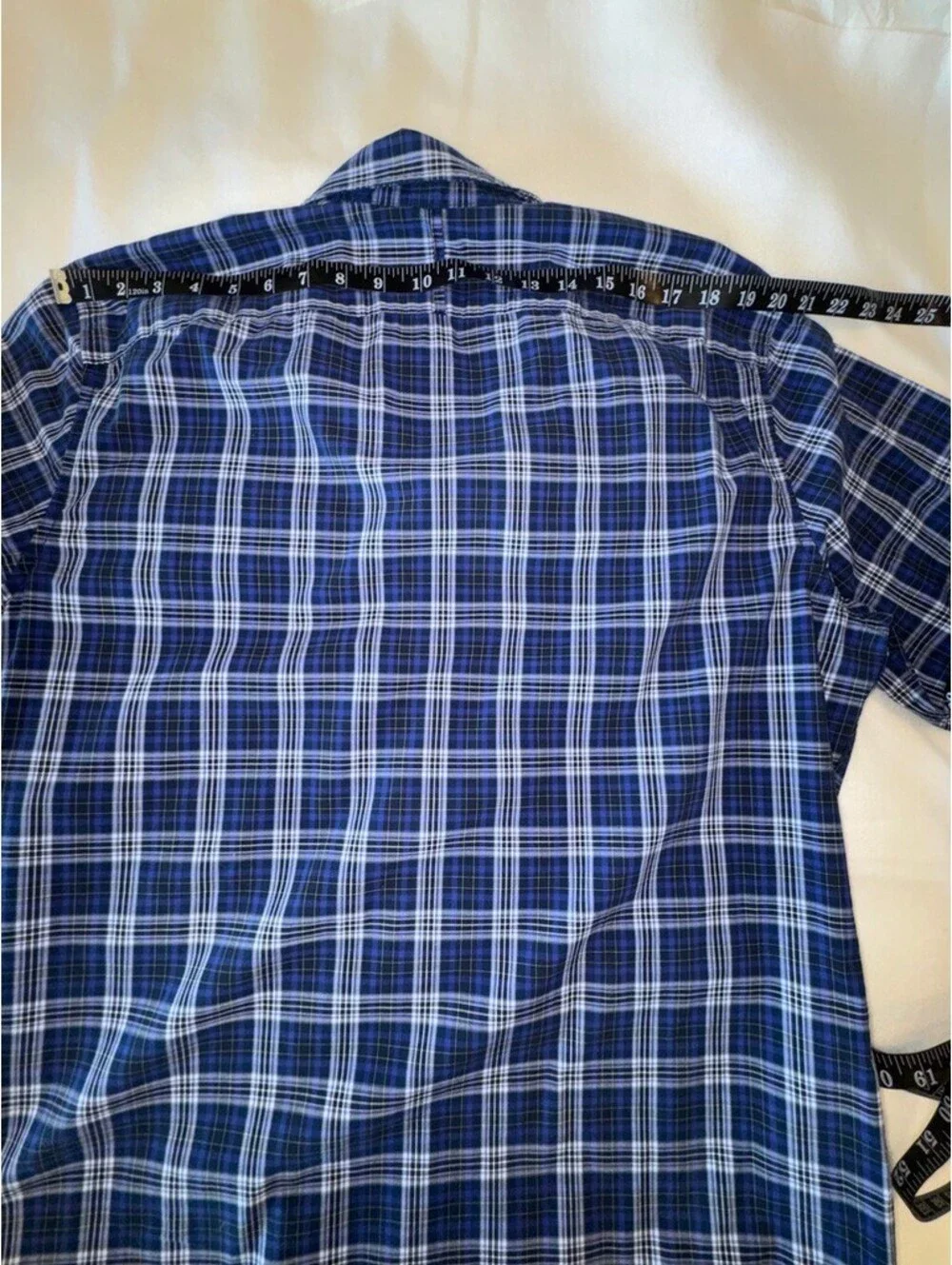 Banana Republic Grant Fit Custom 078 Wash Men's XL Blue Plaid Button-Down Shirt